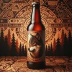 Wolf auf Bierflasche