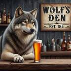 Wolf trinkt Bier