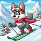 Wolf beim Skifahren